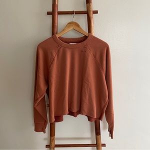 Aerie Distressed Crewneck Sweatshirt Brick Red Women’s Medium